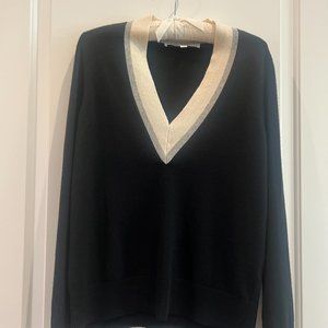 Veronica Beard black cashmere v neck sweater